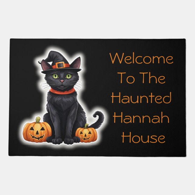 Cat In Witch Costume Doormat (Front)