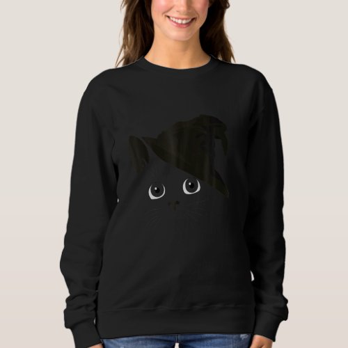 Cat In Witch Hat Sweatshirt
