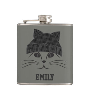 Cat in Wool Hat Flask