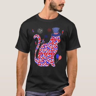 Cat Independence Day, Usa Flag Leopard Cat 4th Of T-Shirt