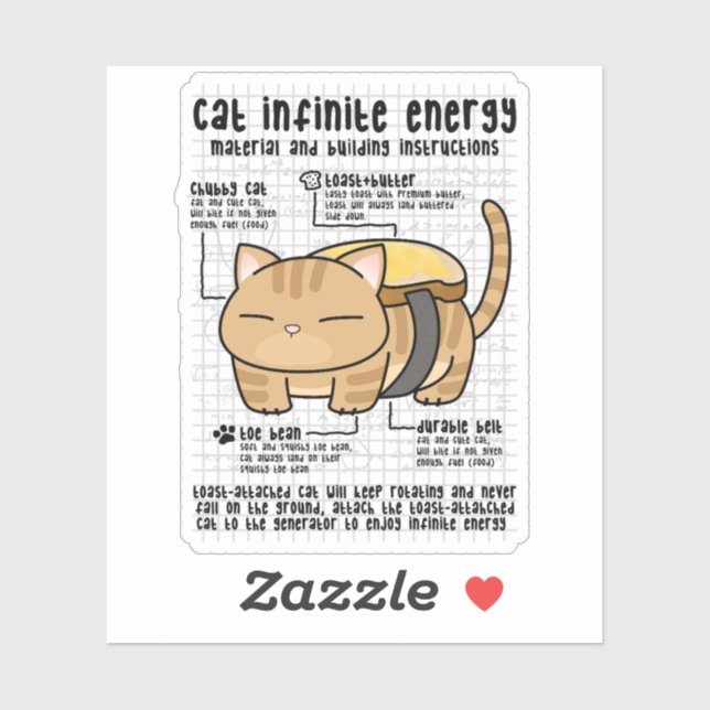 Cat Infinite Energy Butter Toast Sticker (Sheet)