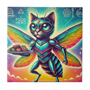 Cat-Insect Food Hero Superstar Ceramic Tile