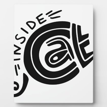 Cat inside lettering design plaque