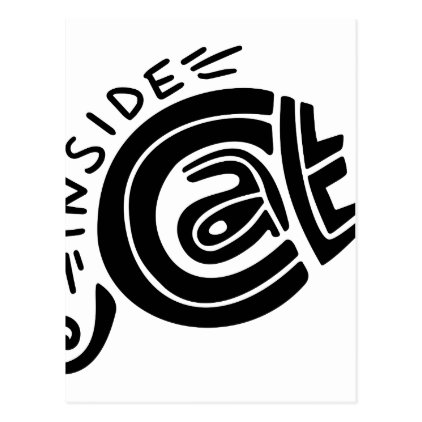 Cat inside lettering design postcard