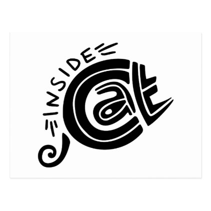 Cat inside lettering design postcard