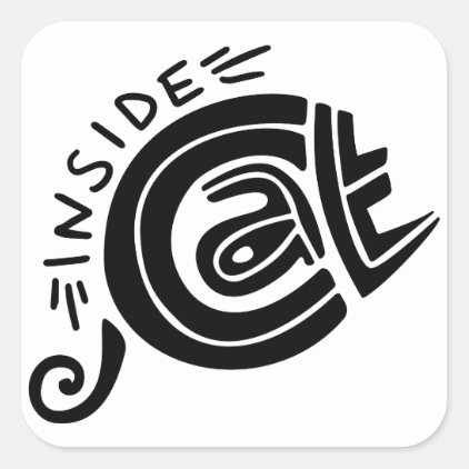 Cat inside lettering design square sticker