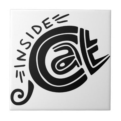 Cat inside lettering design tile