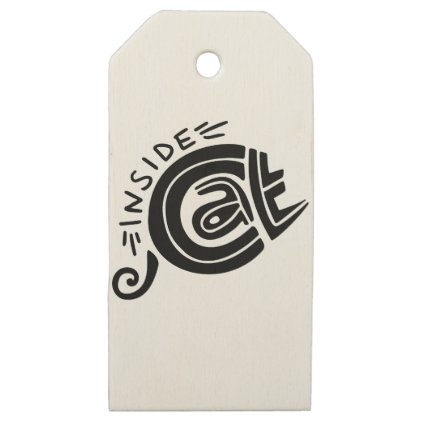 Cat inside lettering design wooden gift tags