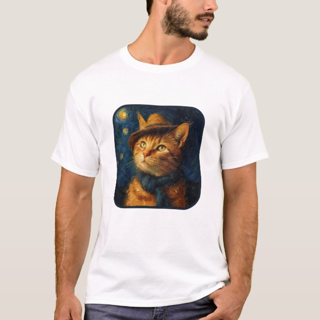 Cat inspired by van Gogh T-shirt (Front)