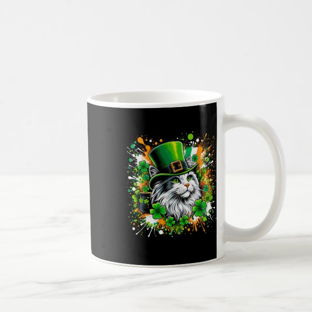 Cat Irish Patricks Day Wearing Leprechaun Hat  Coffee Mug (Right)
