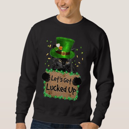 Cat Irish Shamrock Lucky St Patricks Day Sweatshirt