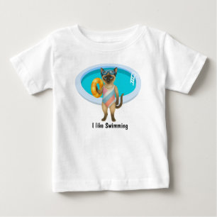 Cat is at the pool for pool party baby T-Shirt