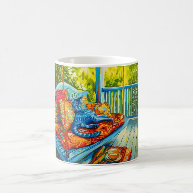 Cat is Grooming on Swing Coffee Mug (Center)