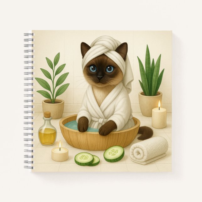 Cat is in spa with candle light notebook (Front)
