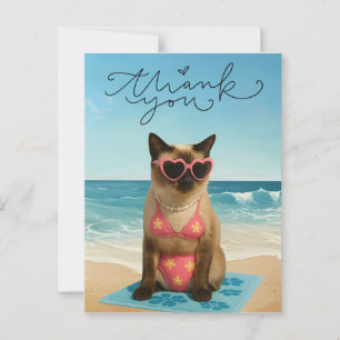Cat is on the beach postcard