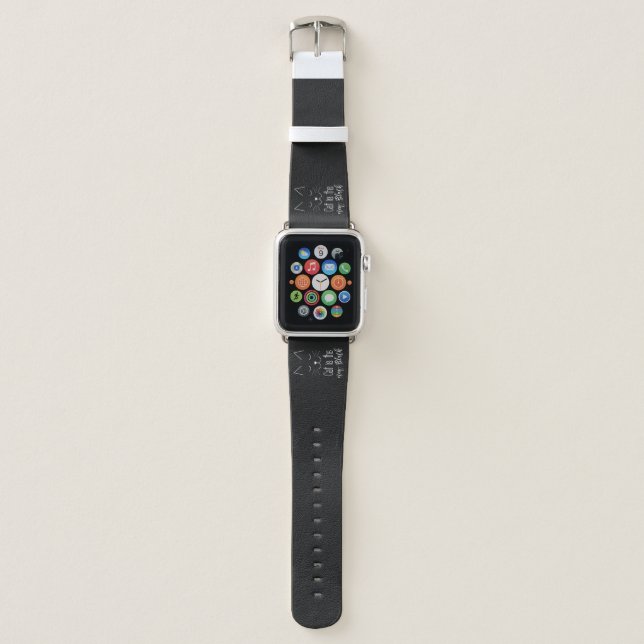 Cat is the New Black Quote Cute Black White Text Apple Watch Band (Front)
