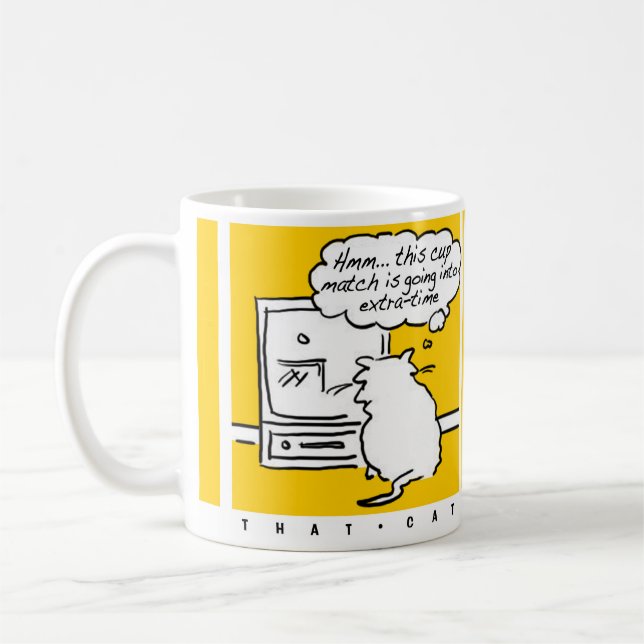 Cat is Watching a Televised Football Match Coffee Mug (Left)