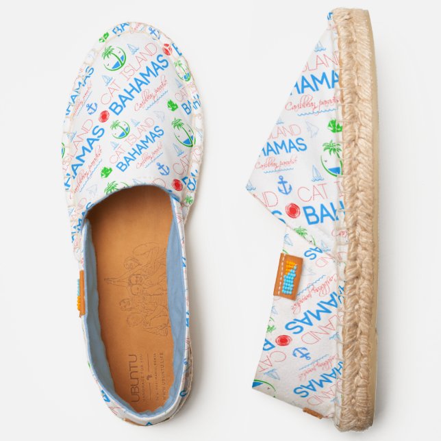 Cat Island Bahamas Caribbean Paradise Text Art Espadrilles (Side)