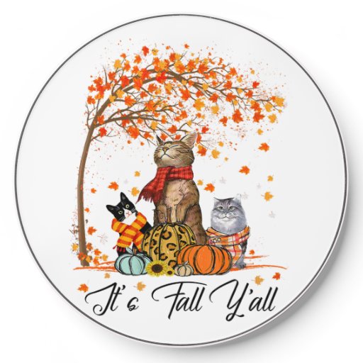 Cat It’s Fall Y’all Pumpkins Autumn Halloween Cat  Wireless Charger