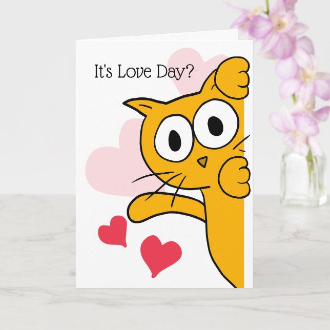 Cat It's Love Day Cute Valentine's Day Greeting Card (Orchid)