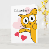 Cat It's Love Day Cute Valentine's Day Greeting Card (Yellow Flower)