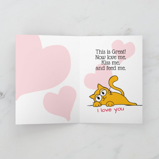Cat It's Love Day Cute Valentine's Day Greeting Card (Inside)