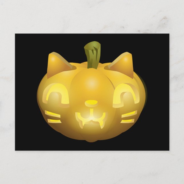 Cat Jack O Lantern Postcard (Front)