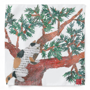 Cat, Japanese Art, Urban, Pine Tree Bandana