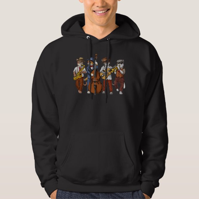 Cat Jazz Musicians Hoodie (Front)