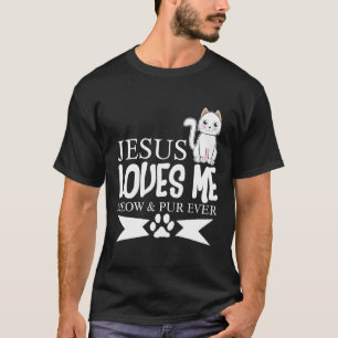 Cat Jesus Loves Me Meow Youth Christian T-Shirt