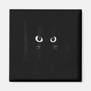 Cat Judging You Silently, Funny Black Cat Mom Dad Magnet