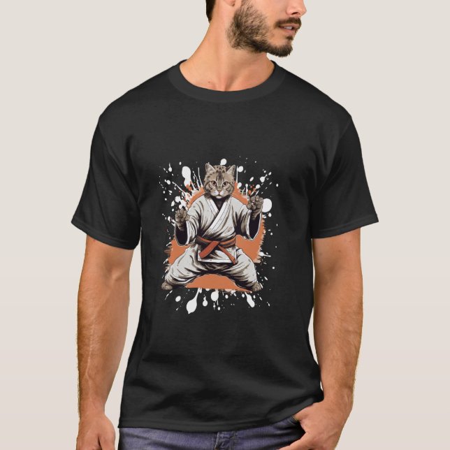 Cat Judo Animal Fighter Karate T-Shirt (Front)