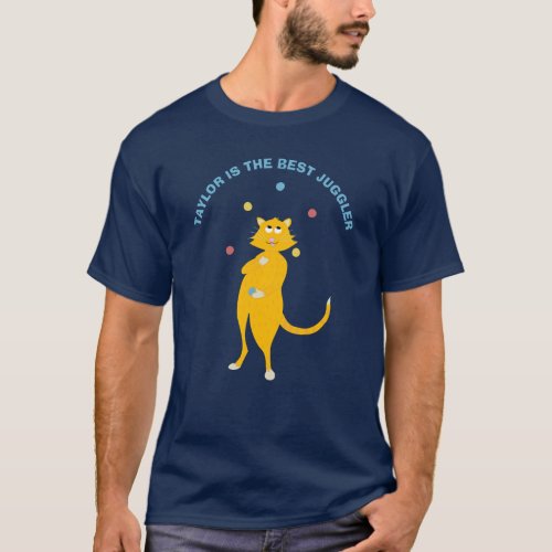 Cat Juggling Balls Custom Message Graphic T_Shirt