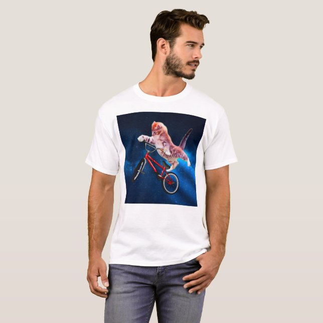 Cat jump on a bike T-Shirt (Front Full)
