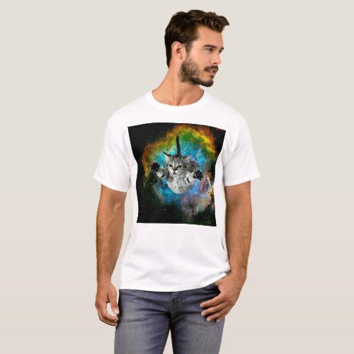 Cat jumping in space T_Shirt