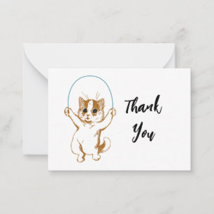 Cat Jumping Rope Thank You Note Card
