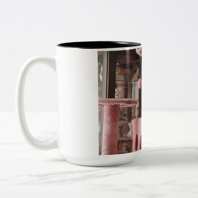Cat just chilling Two-Tone coffee mug (Left)