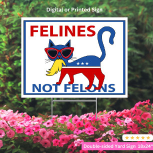 Cat Kamala Harris Walz Yard Sign President 2024