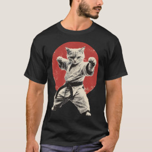 Cat Karate Judo Japan Japanese Flag T-Shirt