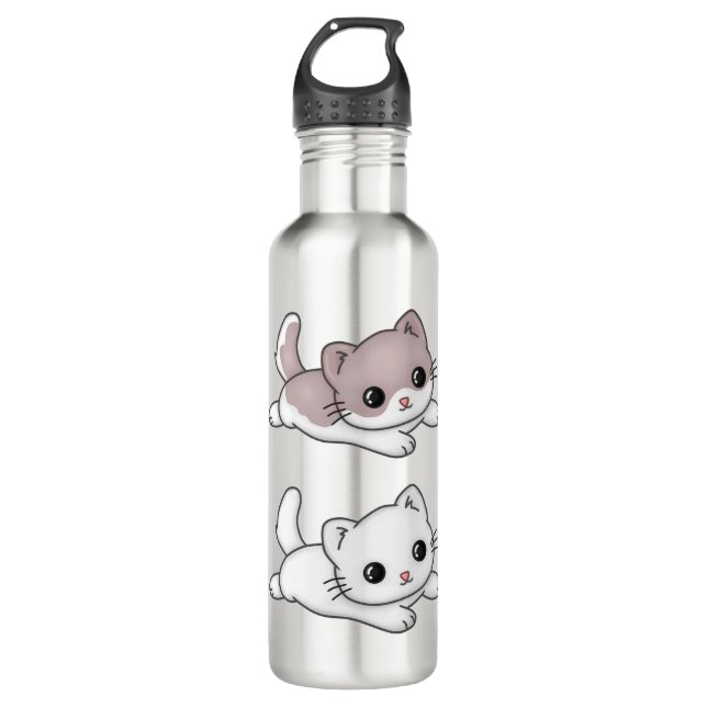 Cat Kawaii Feline Little Cat Tender Chibi Stainless Steel Water Bottle (Front)