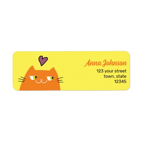 Cat Kawaii Orange Return Address Label