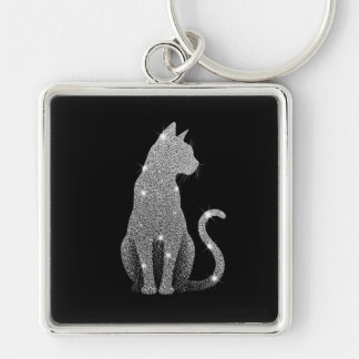 Cat key ring glittering cat