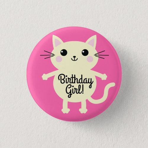 Cat Kids Birthday Party Cute Kitty Button