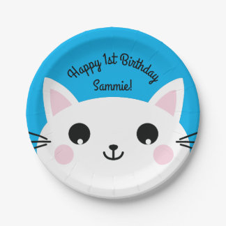 Cat Kid's Birthday Party Cute Kitty Paper Plates