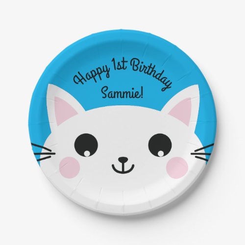 Cat Kids Birthday Party Cute Kitty Paper Plates