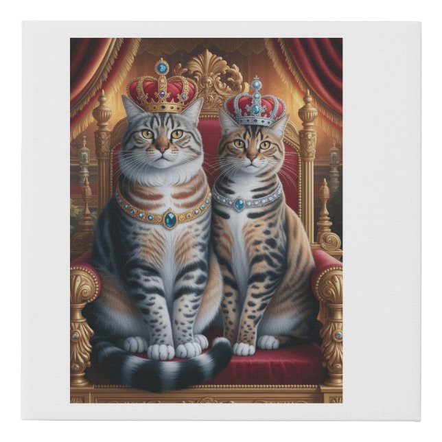 Cat King and Cat Queen Faux Canvas Print (Front)