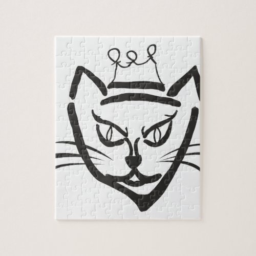 Cat King Illustration Cartoon Kitty Cat Jigsaw Puzzle