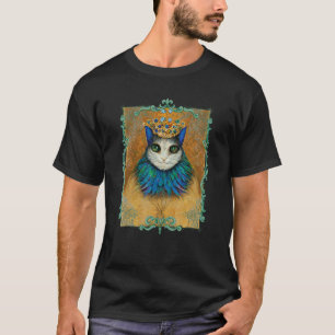 Cat King Royalty Wearing Peacock Feather Collar Co T-Shirt