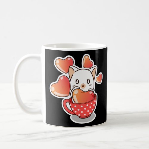 Cat Kit Tea Valentines Day Heart Balloon Her For  Coffee Mug