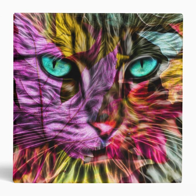 Cat Kitten Artsy 3 Ring Binder (Front)